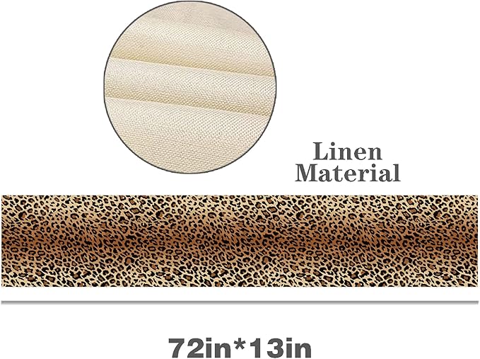 Leopard Print Table Runner 72 Inches Long, Animal Style Table Runner Dresser Scarves, Wildlife Safari Burlap Dining Room Table Decor for Kitchen Farmhouse Indoor Outdoor Home Party