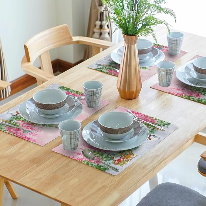 Winter Forest Decoration Placemat 4pc Watercolor Tree Place Mats for Dining Table Decor