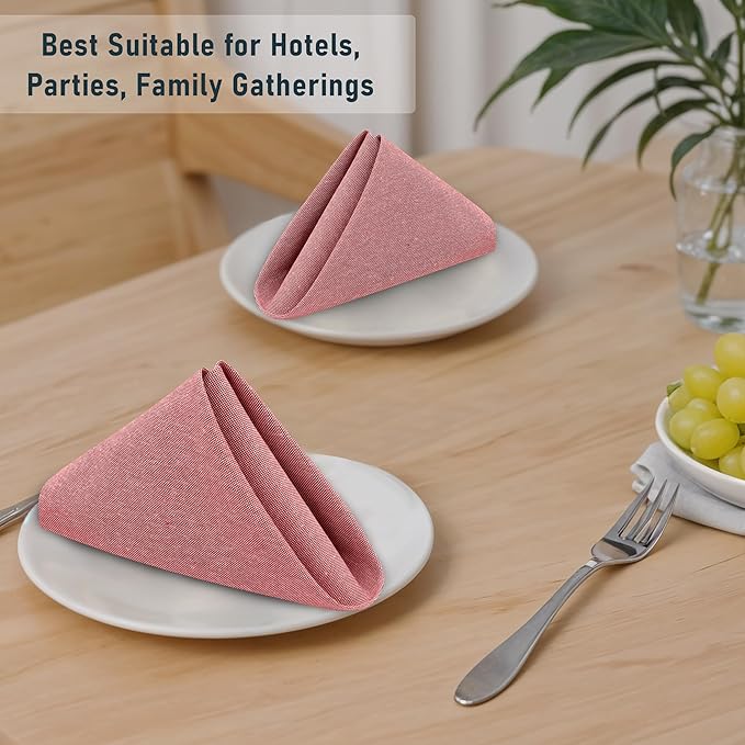 Ruvanti Cloth Napkins Set of 12, 18x18 Reusable Napkins Cloth Washable, Soft & Durable Table Napkin, Poly Cotton Fabric Dinner Napkins for Parties, Christmas, Thanksgiving, Weddings -Flame Scarlet