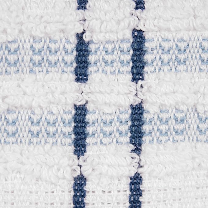 Ritz Royale Collection 100% Combed Terry Cotton, Highly Absorbent, Oversized Checked Kitchen Towel Set, 28" x 18", 2-Pack, Federal Blue