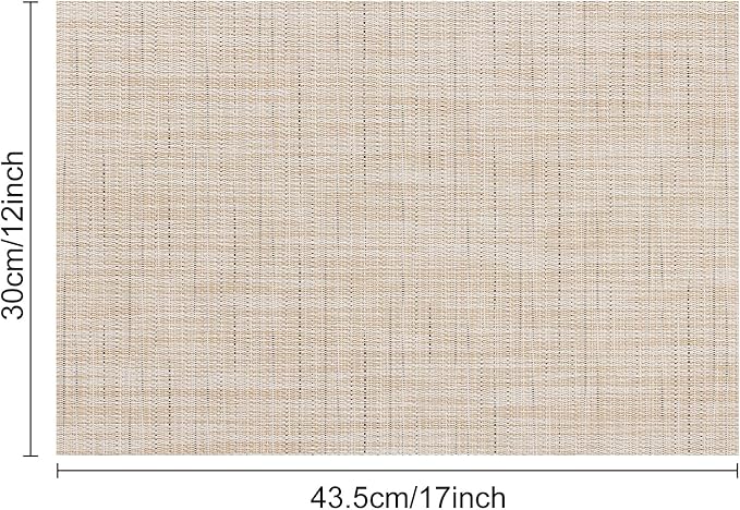 Myir JUN Placemats Set of 8, Vinyl Woven Placemats Place Mats Indoor Set of 8 Washable Table Mats Non-Slip Place mats for Dining Table (Beige, Set of 8)