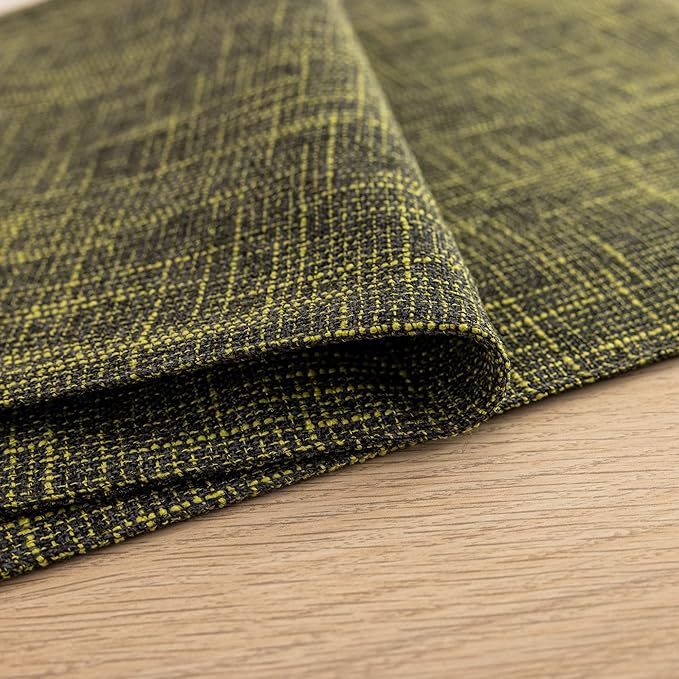Kevin Textile Christmas Burlap Linen Placemats Set of 6 Heat Resistant Dining Table Place Mats Washable Kitchen Table Mats for Dinning Party Holiday Indoor Outdoor, 13 x19 inches, Peridot Green