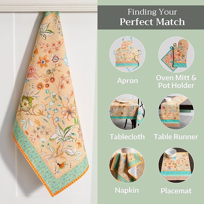 Maison d' Hermine Kitchen Towels Set of 3 100% Cotton 27.50" x 20" Reusable Cloth Tea Dish Towels Absorbent with Hanging Loop for Kitchen Gifts for Mothers Day Spring/Summer (Luxury Loft - Peach)