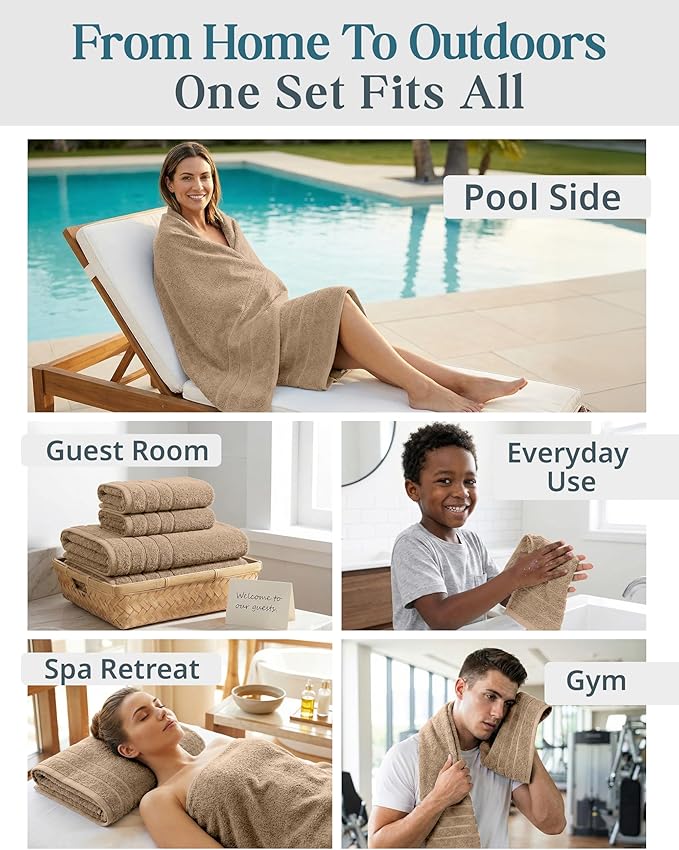 Casa Platino 18 Pcs 100% Cotton Towel Set - Soft, Absorbent & Perfect Family Set - 6 Bath, 6 Washcloths, 6 Hand Towels for Bathroom - Ideal for Home, Spa & Gym - Quality You Can Trust - Beige