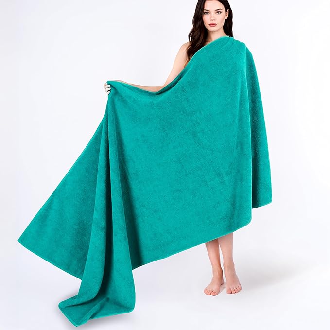 Cotton Paradise 100% Cotton 40x80 Oversized Bath Sheet, Extra Large Turkish Bath Towels for Bathroom, Turquoise Bathsheet