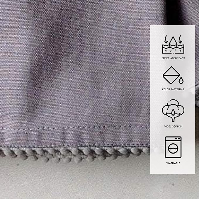 TARAN LIVING Hand Towels 100% Cotton Solid Kitchen Dish Cloths 18"x 28", Grey, Pack of 6 Decor Kitchen Hand Towel Reusuable Dish Towel for Cleaning & Drying Tea Towels Set with Hanging Loop