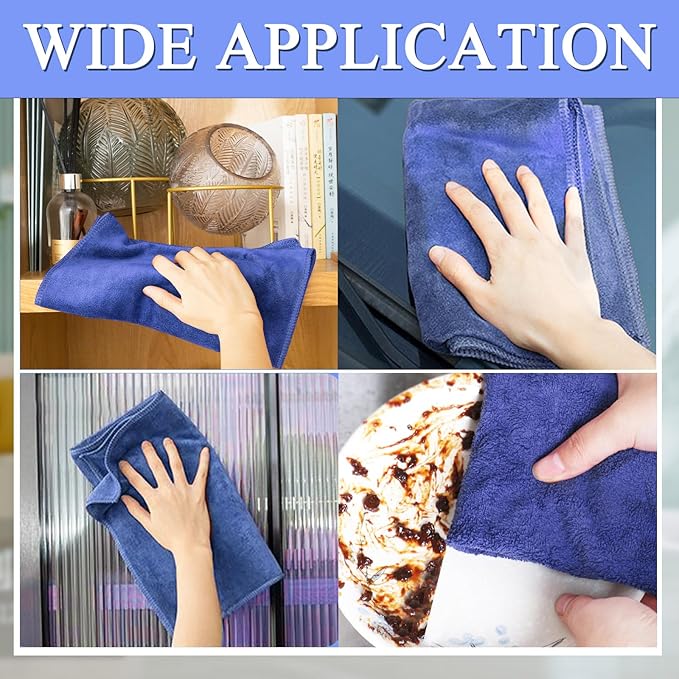 6 Pcs Extra Large Microfiber Cleaning Cloth, 20" x 30" Washable Reusable Large Floor Cloth Rags, Microfiber Towels for Mop Cleaning Office Bathrooms Housekeeping (Blue, White)