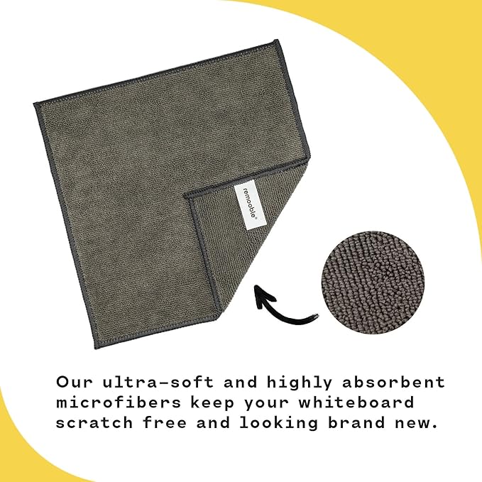 Remooble Microfiber Cleaning Cloth, Streak Free Whiteboard Cleaning Rags, Dry Erase Microfiber Towels, Pack of 12, Size 10 x 10 inch (25 x 25cm)