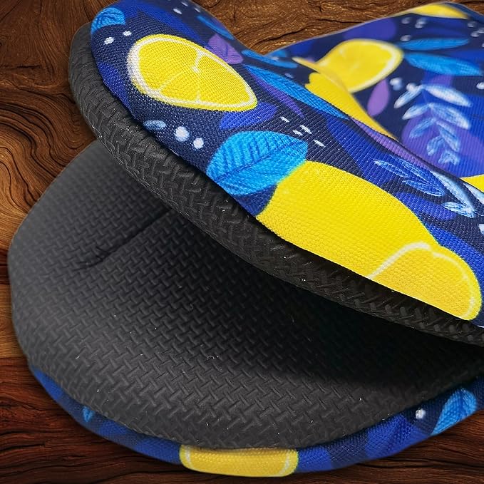 Lemon Oven Mitts, High Heat Resistant Kitchen Oven Gloves, Mini Silicone Oven Mitts, Non-Slip Grip Surfaces and Hanging Loop for Grilling, Baking, Cooking and Microwave, Gift