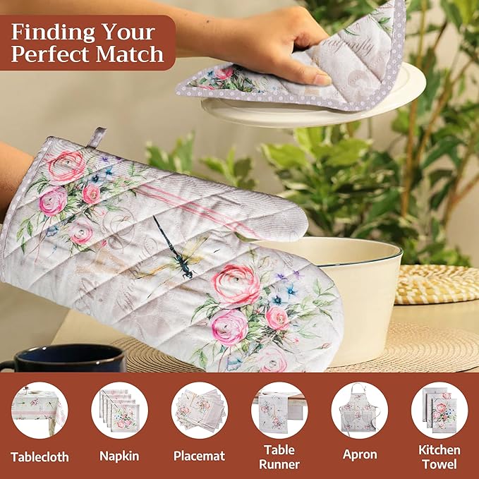 Maison d' Hermine Pot Holders 100% Cotton Heat Resistant Potholders 8" x 8" Hot Pads with Loop BBQ Cooking Baking Gifts for Mothers Day Handling Hot Pans Spring/Summer (Pack of 1, Champ De Mars)