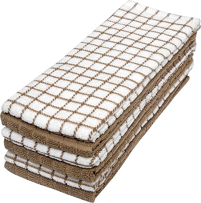 Bumble Kitchen Towels (6 Pack) | 16" x 28" | 100% Cotton Dish Towels for Kitchen | 380 GSM | Soft, Highly Absorbent & Durable Dish Towels with Hanging Loop | Tan