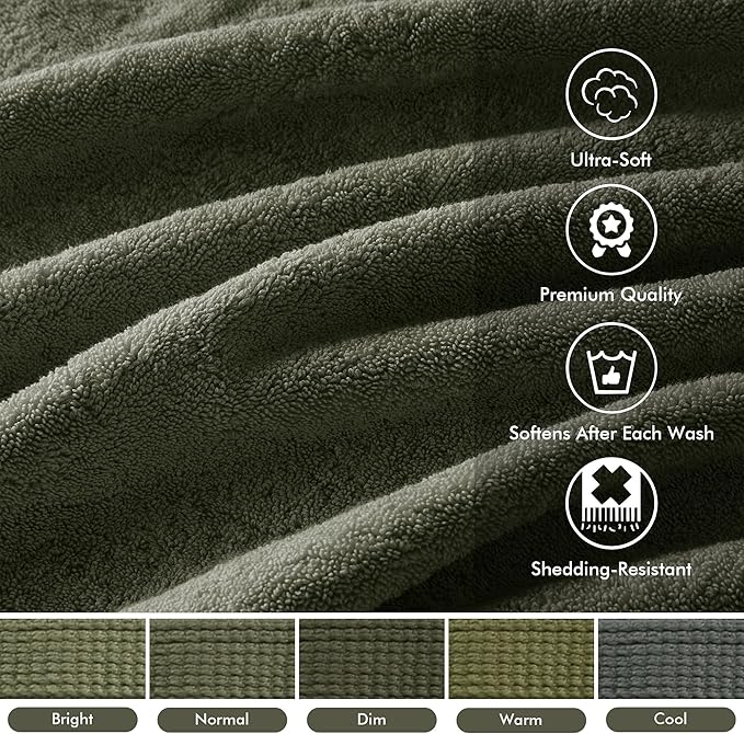Madison Park 800GSM Bathroom Towel Set of 8 100% Cotton Bath Towel Set for Bathroom Luxurious Highly Absorbent 2 Bath Towels 2 Hand Towels 4 Washcloths Quick Dry Spa Quality Olive Green