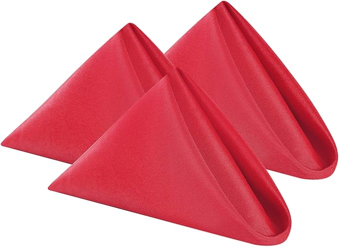 Cloth Napkins 17x17 inch Washable Polyester Dinner Napkins Soft Table Napkins for Wedding Party Dining Banquet(Red,100PCS)