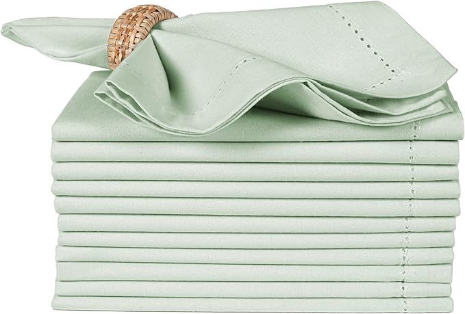 Cotton Cloth Napkins Set of 12, 18x18 Cotton Napkin Cloth Washable, Soft, Reusable Napkins for Wedding, Parties, Christmas, Thanksgiving, Everyday Use (Green) - ALPHA Living HOME