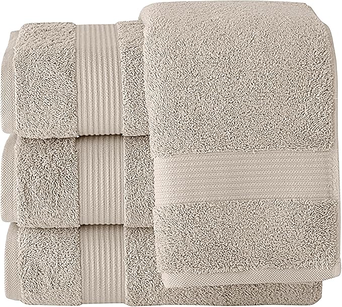 Classic Turkish Towels CTT - Premium 4 Piece Bath Towel Set, Made with 100% Turkish Cotton, Quick Drying, Highly Absorbent & Comfy Towels for Spa & Hotel | 30"x54" (Beige)