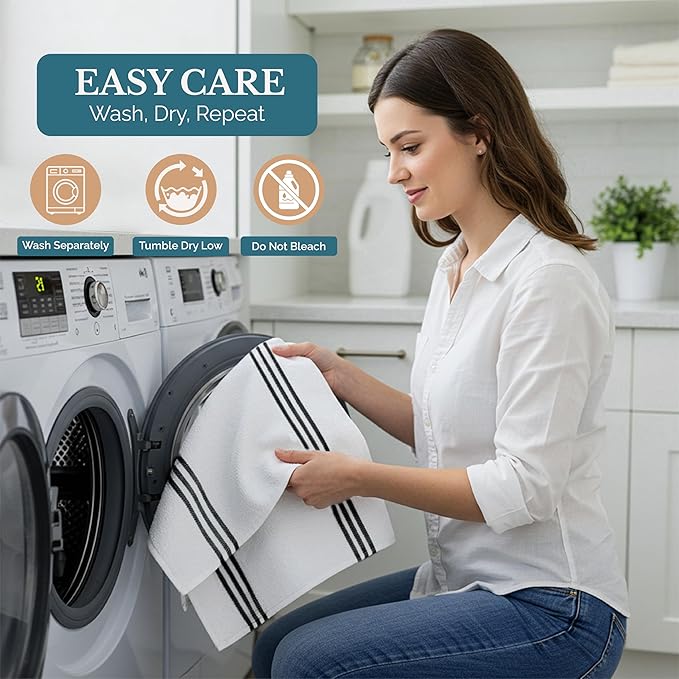 Casa Platino Dish Towels and Dish Cloths for Washing Dishes, 8 Piece Kitchen Towel and Dishcloth Set for Sinkside Duties – A Sleek Staple for Efficient Post-Meal Cleanup – Black