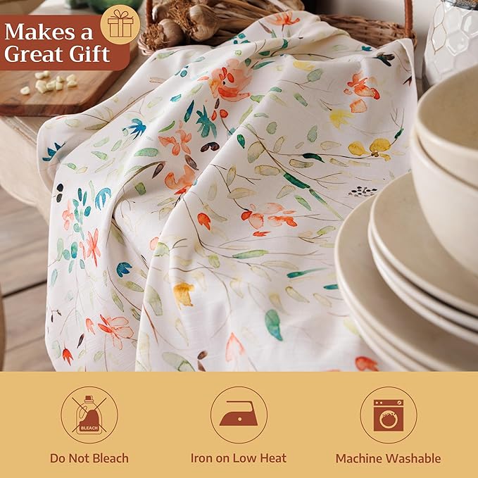 Maison d' Hermine Kitchen Towels Set of 2 100% Cotton 27.50" x 20" Reusable Cloth Tea Dish Towels Absorbent with Hanging Loop for Kitchen, Home, Dining, Cocktail Parties Spring/Summer (Colmar)