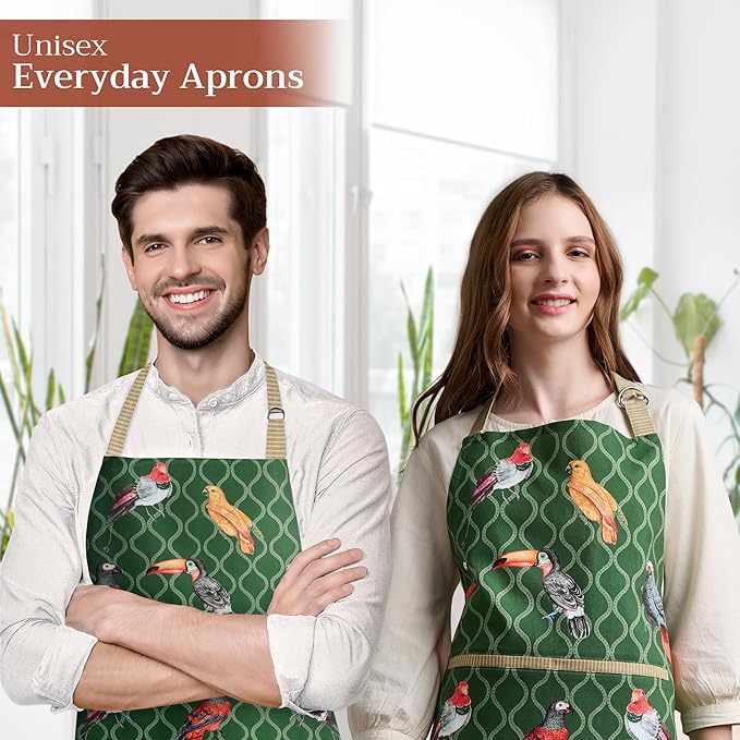 Maison d' Hermine 100% Cotton Apron for women with Pocket Kitchen Chef Apron for Men Cooking Mothers Day Gifts