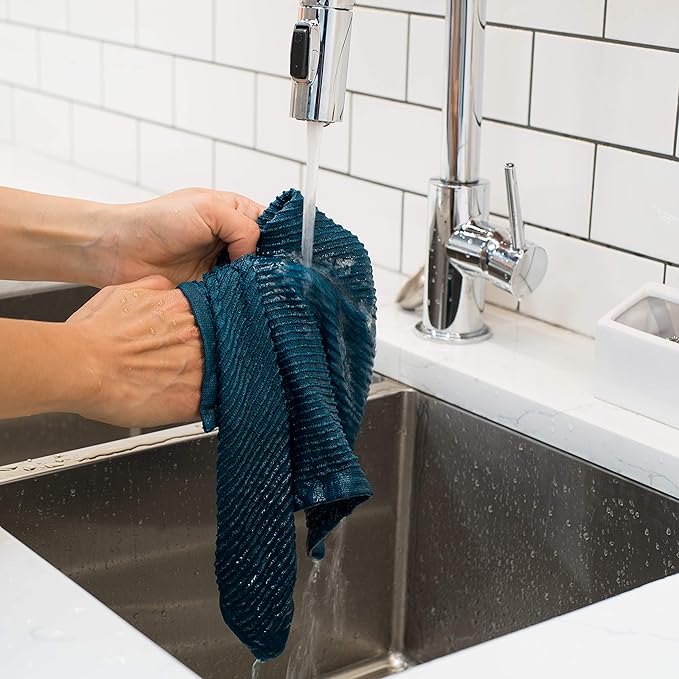 Now Designs Ripple Kitchen Dishcloth, Set of 4, Peacock Green