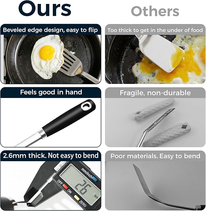18/0 Stainless Steel Cooking Utensils Set, Heavy Duty Kitchen Utensils for Daily Use Party Wedding Housewarming, Dishwasher Safe, 9 Pieces
