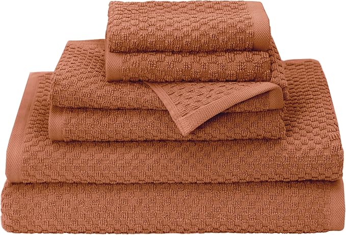 COTTON CRAFT Waffle 6 Piece Towel Set - 100% Cotton - 2 Oversized Luxurious Euro Spa Waffle Weave Large Bath Towels, 2 Hand Towels, 2 Washcloths - Absorbent Quick Dry Hotel Bathroom Shower - Mocha