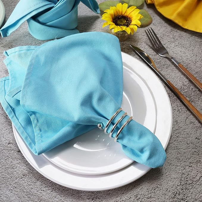 Sky Blue Cloth Napkins Set of 6, Cotton Cloth Napkins Washable Reusable, Perfect as Easter Christmas Thanksgiving Festival Holiday DinnerTable Decoration(Sky Blue)