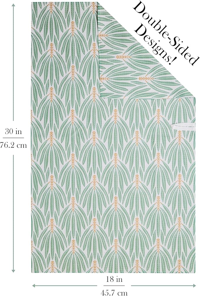 Premium Kitchen Tea Towel | Microfiber Waffle Weave | Quick Dry | Super Absorbent | Double-Sided Designer Prints | 2 Pack