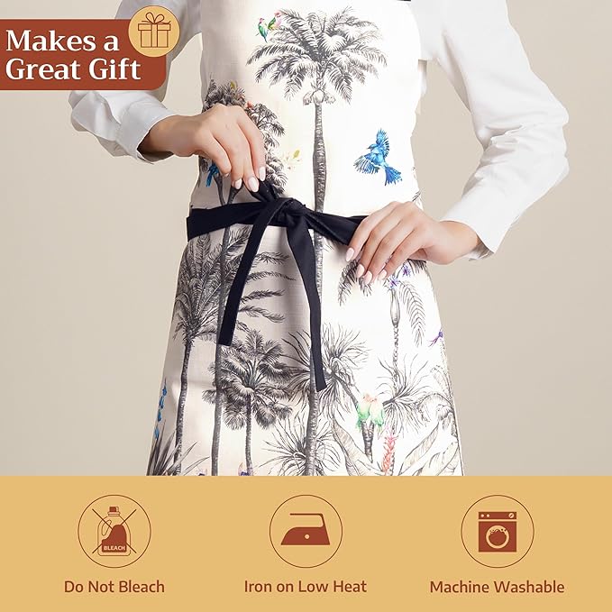 Maison d' Hermine 100% Cotton Apron for women with Pocket Kitchen Chef Apron for Men Cooking Mothers Day Gifts