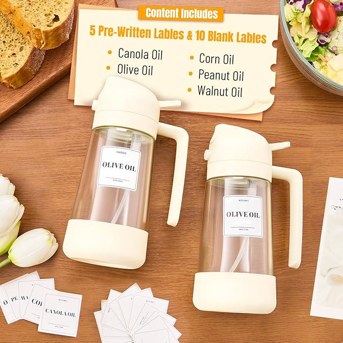 PARACITY 2 in 1 Oil Dipenser Bottle with Silicone Bottom (White-2PCS)