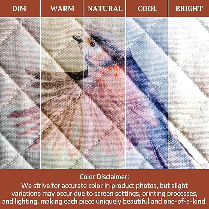 Maison d' Hermine Pot Holders 100% Cotton Heat Resistant Potholders 8" x 8" Hot Pads with Loop BBQ Cooking Baking Gifts for Mothers Day Handling Hot Pans Spring/Summer (Pack of 1, Flying Birds)