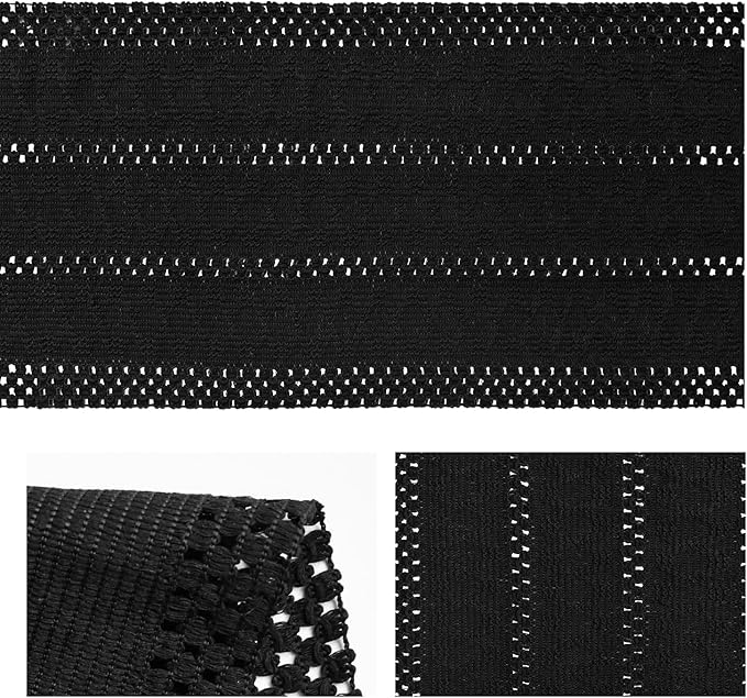 Artoid Mode Black Farmhouse Woven Rustic Hollow Table Runner, Seasonal Holiday Hollow Kitchen Dining Table Decoration for Home Party Decor 12x60 Inch