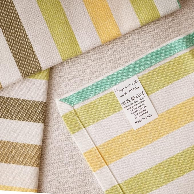 FINGERCRAFT Cloth Napkins, Everyday Use, Premium Quality High GSM Woven Cotton, Set of 12, 20X20 Inch Oversized Napkins Cloth Mitered Corners, Soft, Durable Hotel Quality Soft Stripe
