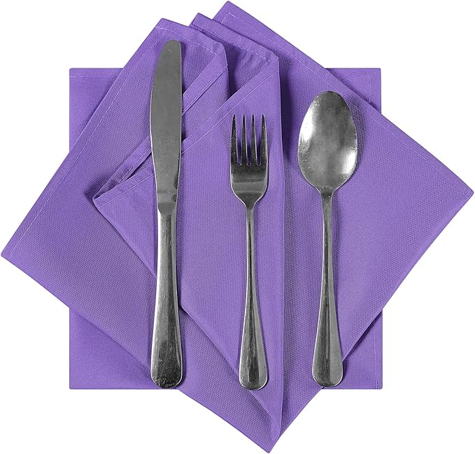 Bailarina Cloth Napkins Set of 120,17x17 inches Dinner Napkins Cloth Washable,Polyester Square Table Cloth Napkin Bulk with Hemmed Edges Ideal for Banquets, Parties and Weddings-Purple