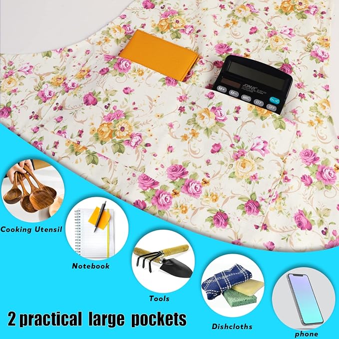 LOLOMLO Oversize Canvas Cotton Apron, Extra Large Aprons with Long Strap, Adjustable Neck Tear Resistant Plus Size aprons