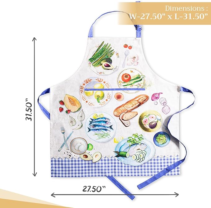 Maison d' Hermine 100% Cotton Apron for women with Pocket Kitchen Chef Apron for Men Cooking Mothers Day Gifts