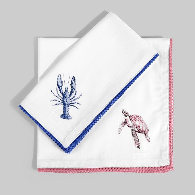 FINGERCRAFT Cloth Napkins, Set of 4 Cotton Linen Blend Printed Dinner Napkins Cloth Mitered Corner Perfect for Parties Dinners Weddings Cocktail Christmas Easter 20x20 in Multi Animal Print