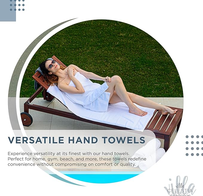 100% Cotton Hand Towel Set of 4, (16 x 28 inches) Sustainable, Soft, Highly Absorbent, Quick Drying, Combed Cotton Hand Towels Pack of 4 Ideal for Hotels, Spa, Bathroom, Dorm, Blue