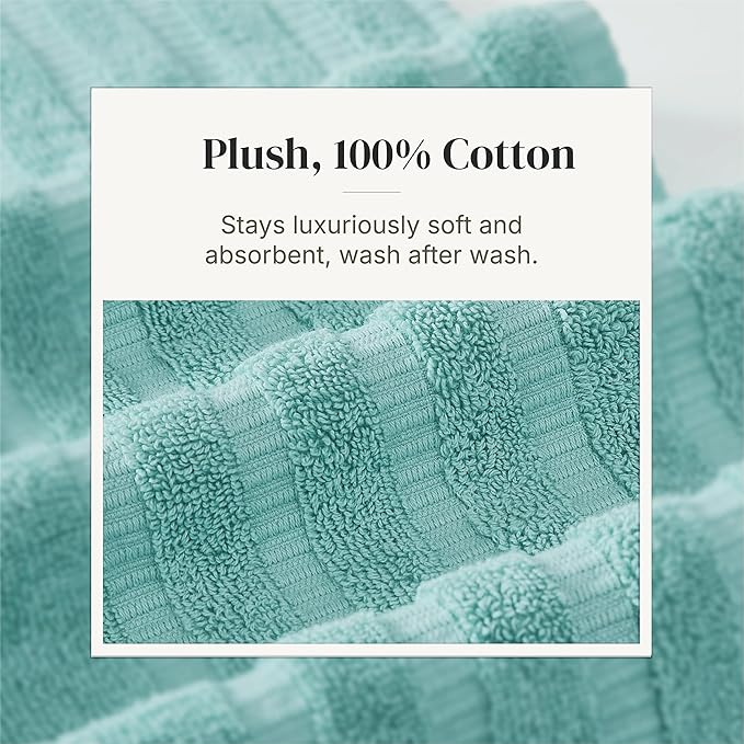 Modern Threads Classic Diamond 6-Piece 100% Cotton Towel Set – Yarn Dyed Jacquard – Includes 2 Bath Towels, 2 Hand Towels, 2 Washcloths – Absorbent, Quick Dry, Soft & Durable – Aqua