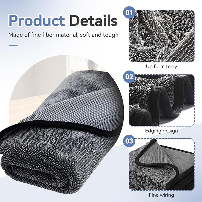 Shower Cleaning Cloths - 3pcs Super Absorbent Microfiber Bath Towels for Effortless Cleaning of Windows, Bathroom, Car & Home Toilet - Must-Have!（11.8x15.7in