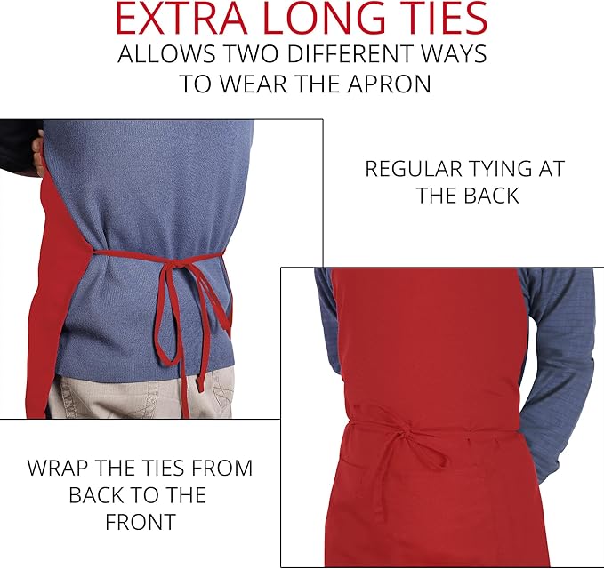 Utopia Kitchen 2 Pack Bib Apron, Adjustable with 2 Pockets, Water and Oil Resistant, Cooking Kitchen Chef Apron for Women Men