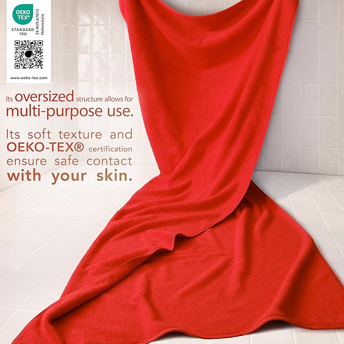 Cotton Paradise 100% Cotton 40x80 Oversized Bath Sheet, Extra Large Turkish Bath Towels for Bathroom, Red Bathsheet