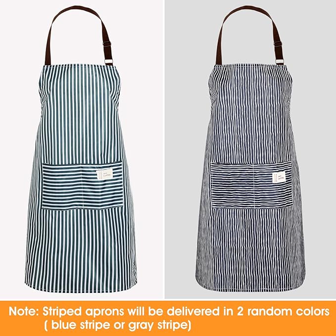SATINIOR 3 Pieces Waterproof Bib Apron with 2 Pockets Adjustable Cooking Kitchen Apron for Women Men Chef BBQ Baking Cleaning