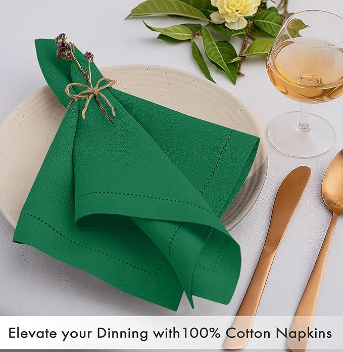 Ruvanti Cloth Napkins Set of 12, 100% Cotton High GSM 18x18 Inches, Hem Stitched Corners, Soft, Washable, Highly Durable & Absorbent, Perfect for Parties, Christmas, Thanksgiving Dinners – Amazon