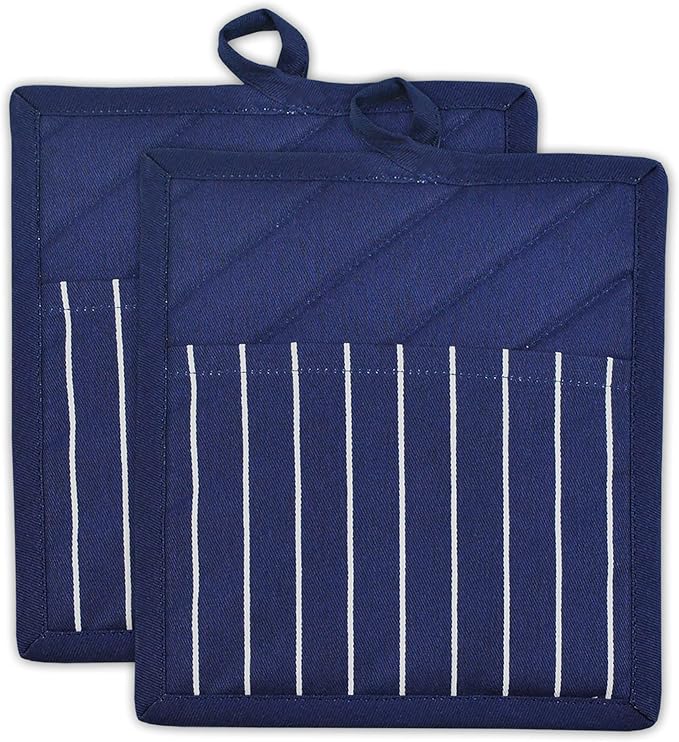 Professional and Commercial Grade, Chef Stripe Kitchen, Potholders, Nautical Blue