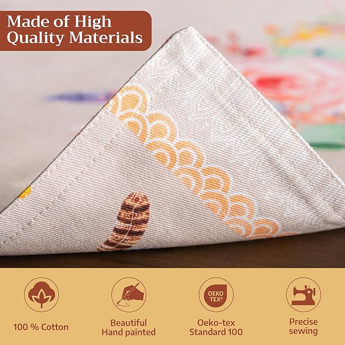 Maison d' Hermine Placemats Set of 4 100% Cotton Washable Cloth Place Mats Reusable Table Mats for Kitchen Dining Party Wedding Gifts for Mothers Day Spring/Summer (Ibiza - Beige, 13" x 19")