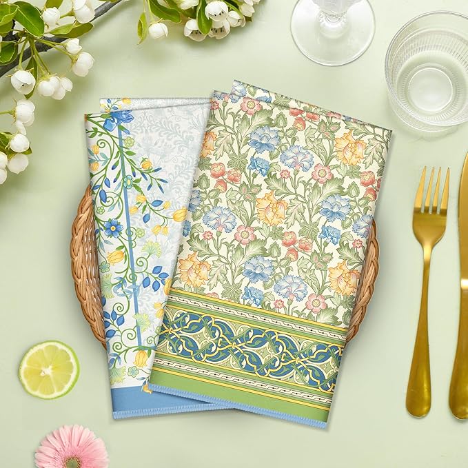 Vintage Rustic Flower Microfiber Kitchen Towels, Soft Absorbent Hand Towel 15.7 × 23.6 Inch, Thick Dish Cloth for Party Anniversary Holiday Decoration, Housewarming Gifts for Mom