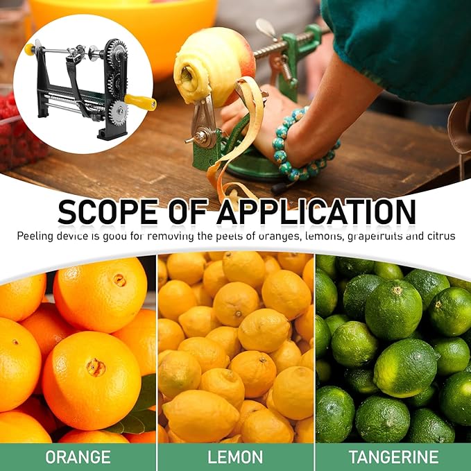 Hand-Crank Orange Peeler - Aluminum Alloy Fruit and Vegetable Peeler for Kitchen, Easy to Clean for Pies, Tarts, Snacks(Orange Peeler, Vegetable Peeler, Potato Peeler, Mango Peeler)