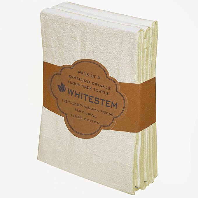 Flour Sack Towels 18” x 28” – Pack of 3 Cotton Kitchen Towels, Dish Towels and Tea Towels for Embroidery, Thick Absorbent for Baking & Bread Proofing - Natural