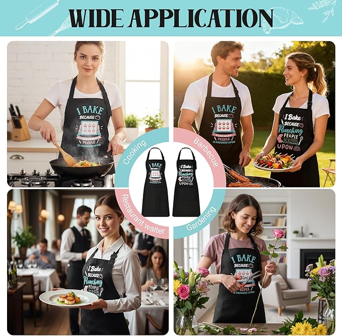 Defresit 2 Pack Funny Baking Aprons for Women Men – Kitchen Cooking Aprons with Pockets, Birthday Mothers Day Baking Gifts for Baker, Mom, Wife | Thanksgiving, Christmas