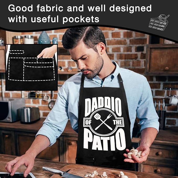 Funny Cooking Chef Apron with Pockets BBQ Kitchen Work Aprons Birthday Dad Creative Gifts